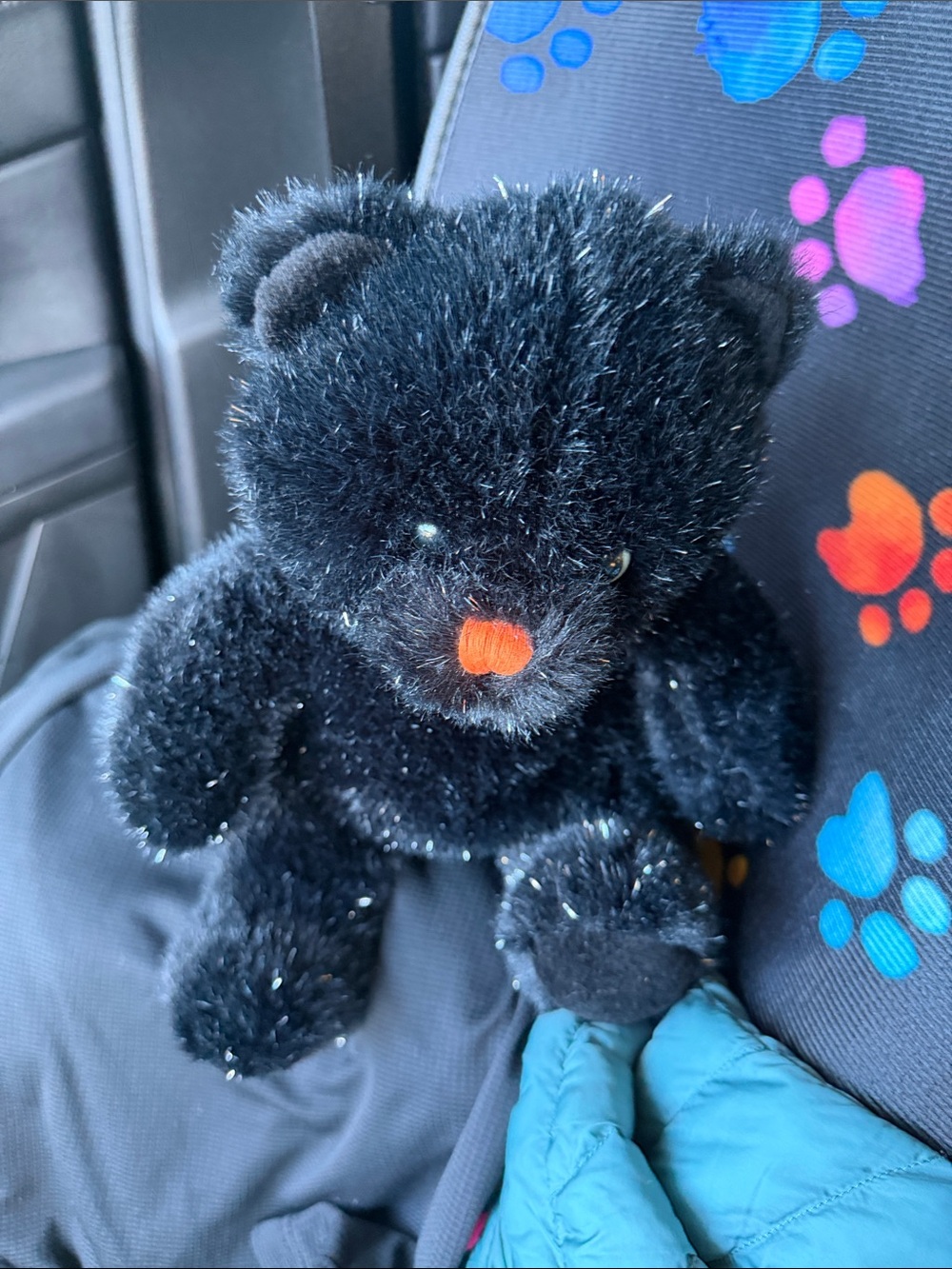 Build-A-Bear Black Plush Teddy with Orange Nose